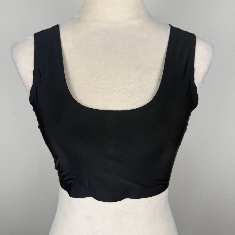 Yummie by Heather Thomson Black Lace Back Bralette Scoop Neck Silky Large L/G